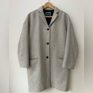 Light Grey Oversized Wool-Blend Coat